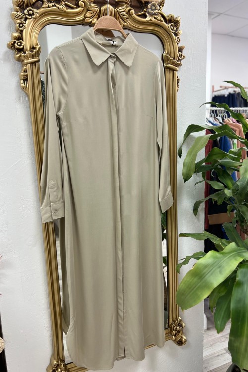 Allday Uzun Tunik Gömlek-Toprak