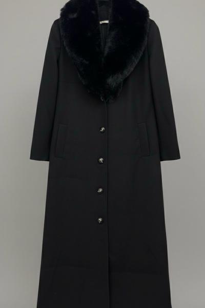 Astarlı 1.Kalite Seyyar Kürklü Kaşe Kaban-Siyah