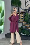 Bağcık Detaylı Panço Tunik-Bordo