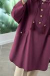 Bağcık Detaylı Panço Tunik-Bordo