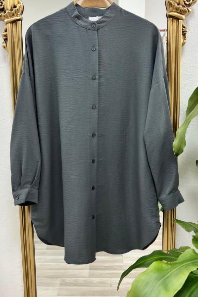 İpek Pamuk Ada Gömlek - Gri