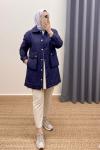 Kapitone Kumaş Astarlı Asel Mont- Lacivert