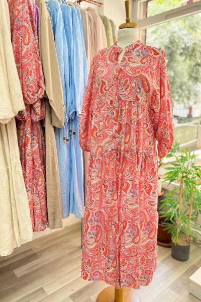 Mango Modal Kumaş Şal Desen Elbise