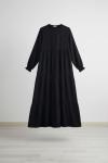 Medine İpeği Kat Kat Elbise - Siyah