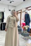 Modal Tensel Ceketli Sofia Elbise - Taş 