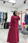 Modal Tensel Yandan Bağlamalı Safira Elbise - Bordo