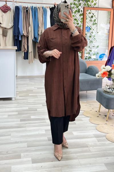 Oversize Moss Tunik - Kahve