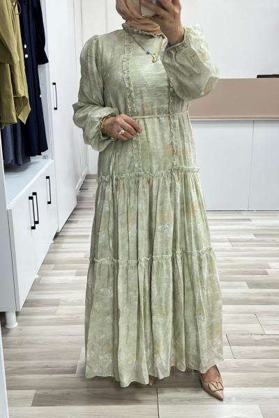 Özel Tasarım Komple Astarlı Perry Elbise - Yeşil