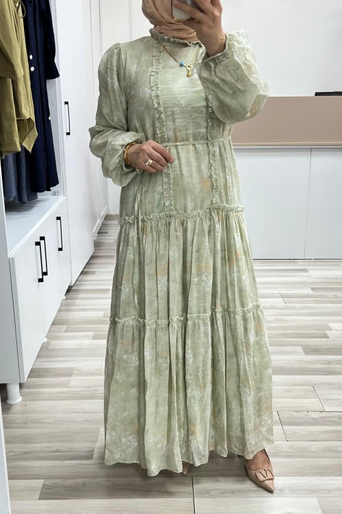 Özel Tasarım Komple Astarlı Perry Elbise - Yeşil