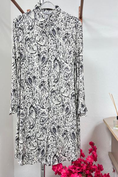 Pamuk Viskon Gömlek Tunik - Gri