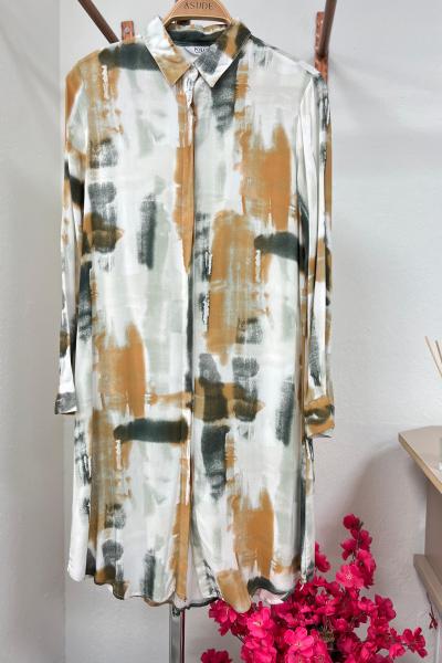 Pamuk Viskon Gömlek Tunik - Haki