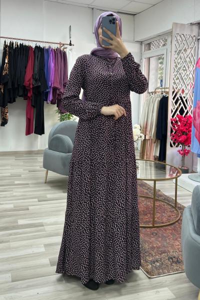 Pamuklu Viskon Kumaş Tünel Bağcıklı Elbise - Lacivert