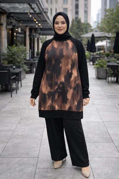 Pliseli Efsun Takım- Kahve