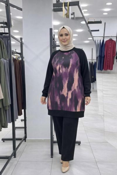 Pliseli Efsun Takım -Mor