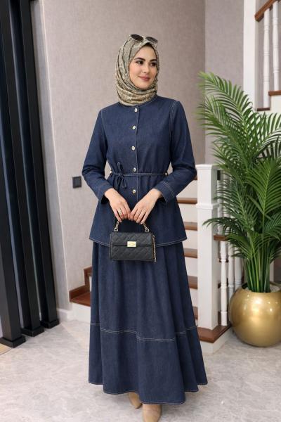 Sare Kot Etekli Takım-Lacivert