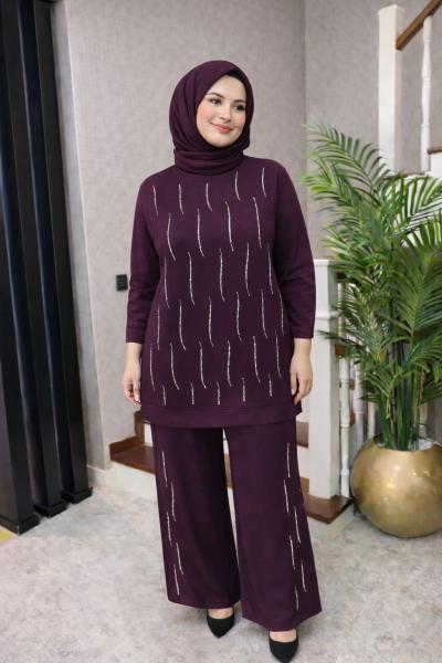 Sena Taşlı Takım - Mürdüm