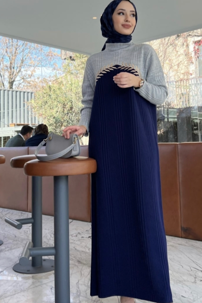 Seyran Triko Elbise Gri