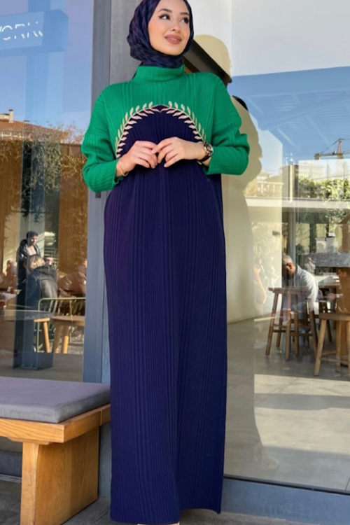 Seyran Triko Elbise Lacivert