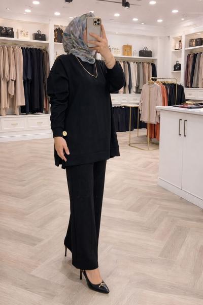 Yıldız Pantolonlu Takım - Siyah