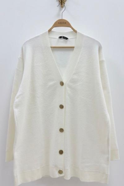 Angora Yumoş Triko İnci Hırka - Ekru