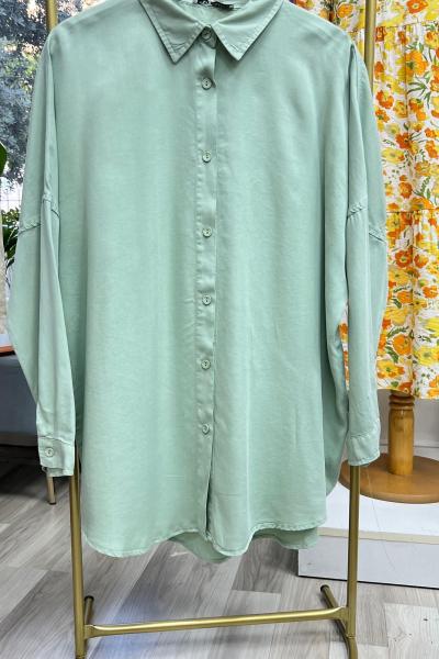 Yumuşak İncecik Tensel Kumaş Olina Gömlek-Mint 