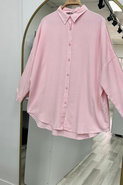 Yumuşak İncecik Tensel Kumaş Olina Gömlek-Pembe